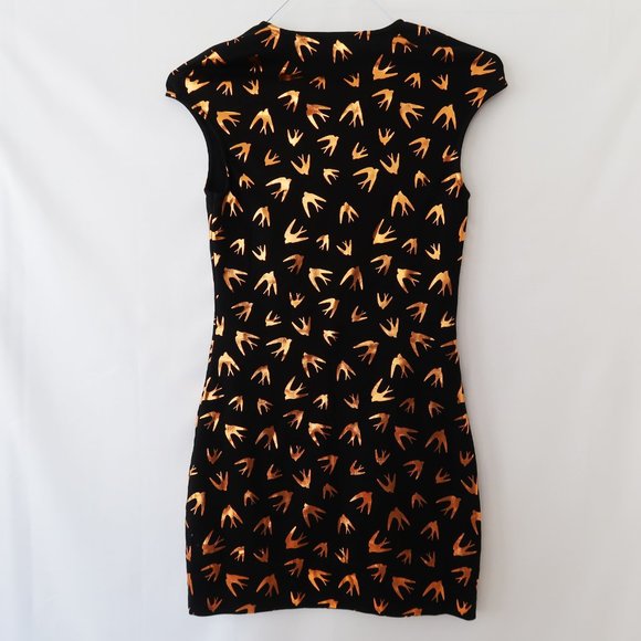 McQ Alexander McQueen Metallic Swallow Print Dress - Picture 9 of 13